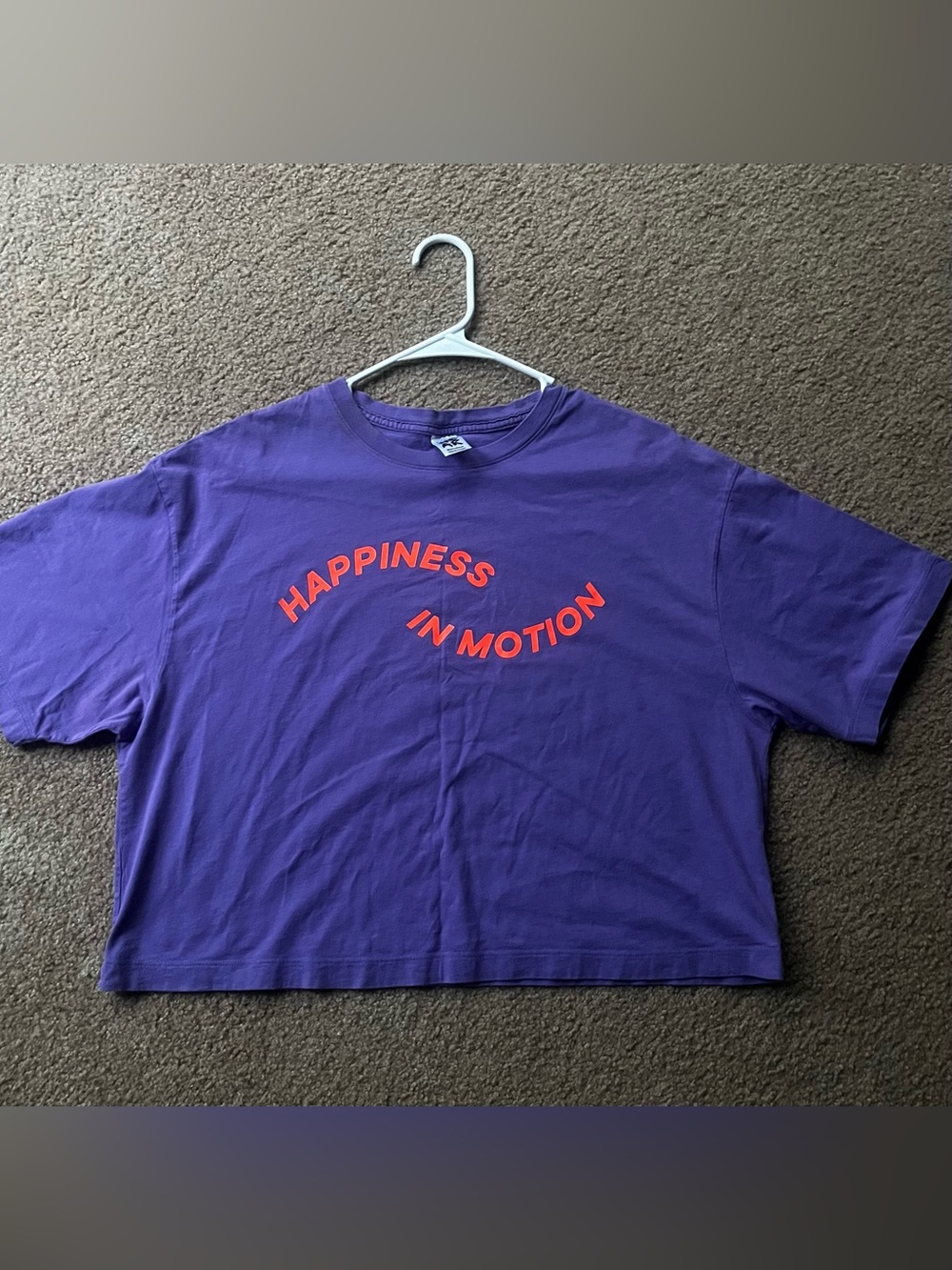 Zumba Fitness Purple Short Sleeve Tee with Orange 'Happiness in Motion'